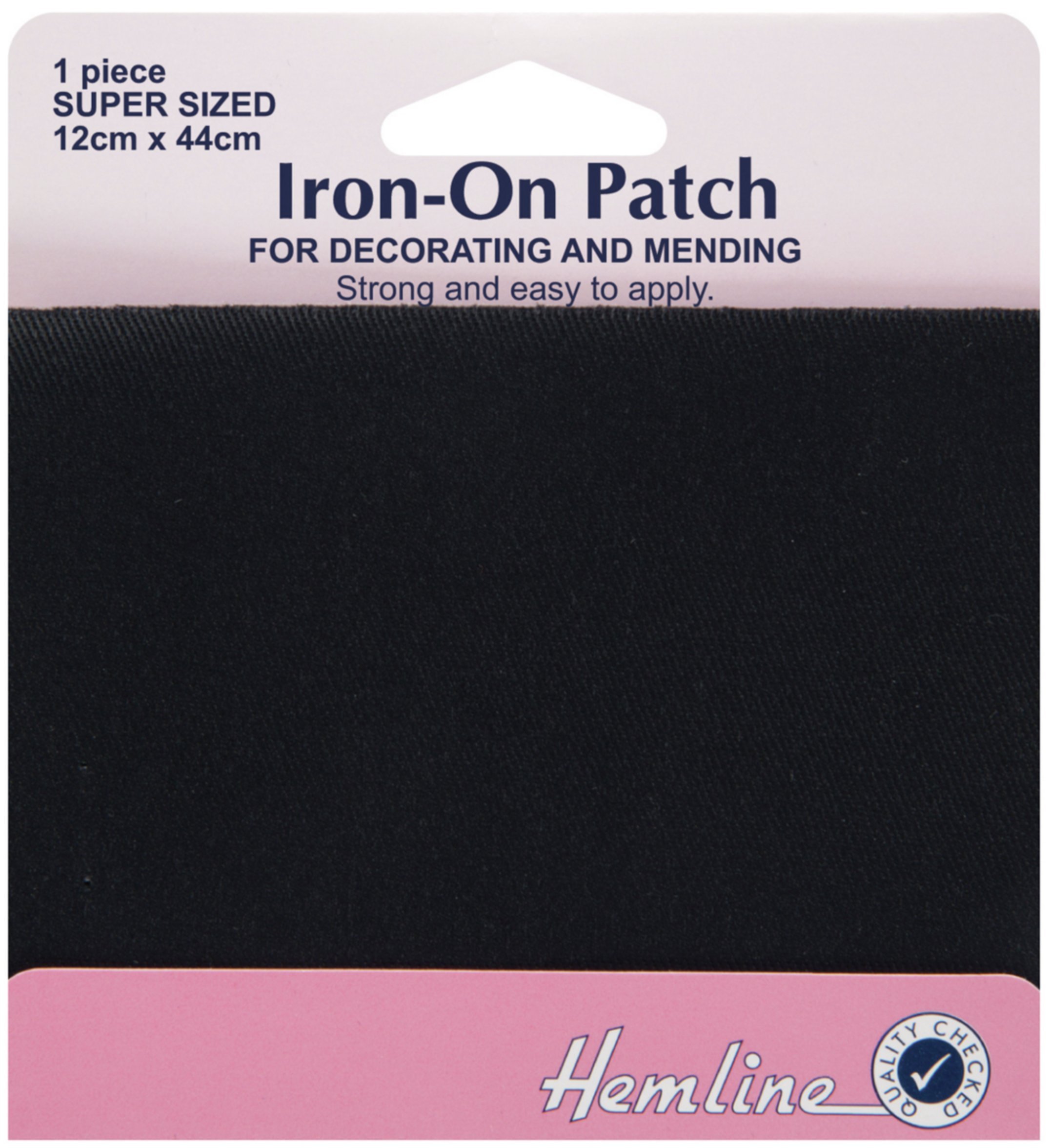 Hemline Iron-On Patches Cotton Twill - 1 Piece 12cm x 44cm - Black