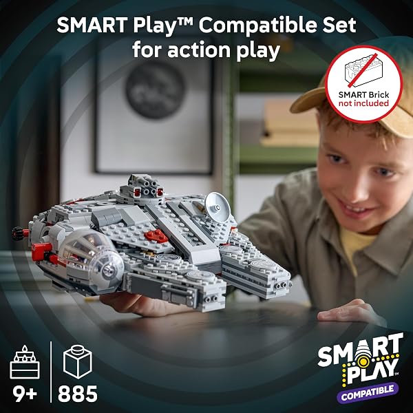 LEGO STAR WARS SMART PLAY: MILLENNIUM FALCON STARSHIP BUILDING TOY FOR KIDS – COMPATIBLE SET WITH 4 SMART TAGS AND 4 MINIFIGURES – GIFT FOR BOYS, GIRLS AND FANS AGES 9+ – 75426