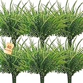 Coreland 40 Pcs Artificial Boston Fake Fern Plants Bushes Faux Plants Shrubs Greenery UV Resistant for House Office Garden In