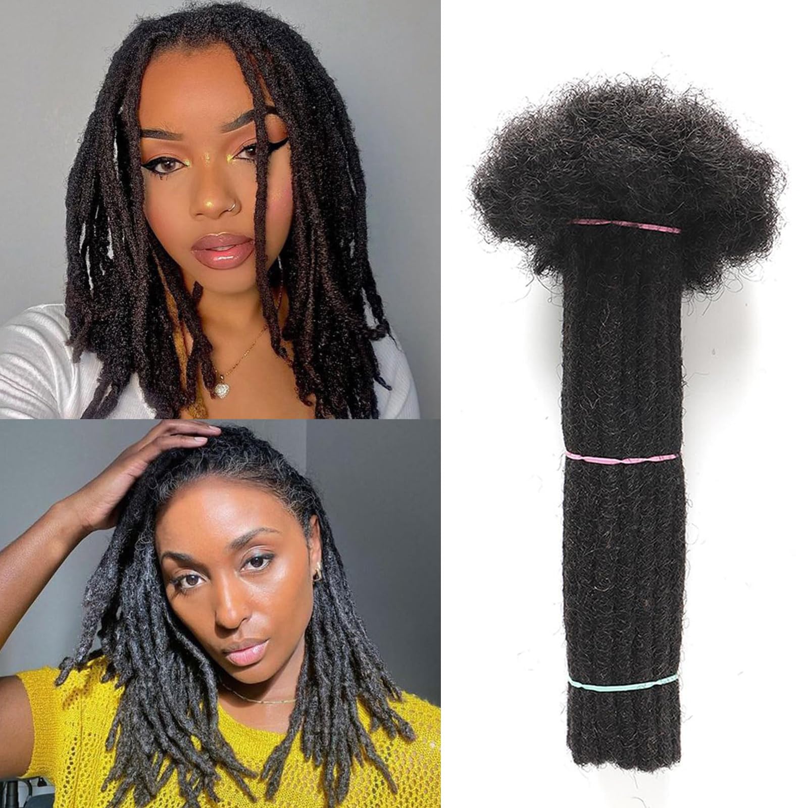 Alaleibaby 0.6cm Thickness 10 Inch 40Strands Real Human Hair Dreadlock Extensions for Man/Women Full Head Handmade Permanent loc Extensions Bundles Can Be Dyed Bleached Curled and Twisted โ image 1