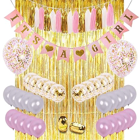 Amazon Com Artunique Girls Baby Shower Decorations Kit Pink Gold