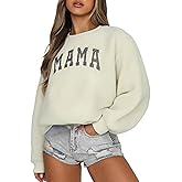 MYHALF Grandma Embroidered Sweatshirts for Women: Grandma Floral Applique Shirts Nana Gifts Casual Crewneck Pullover Tops