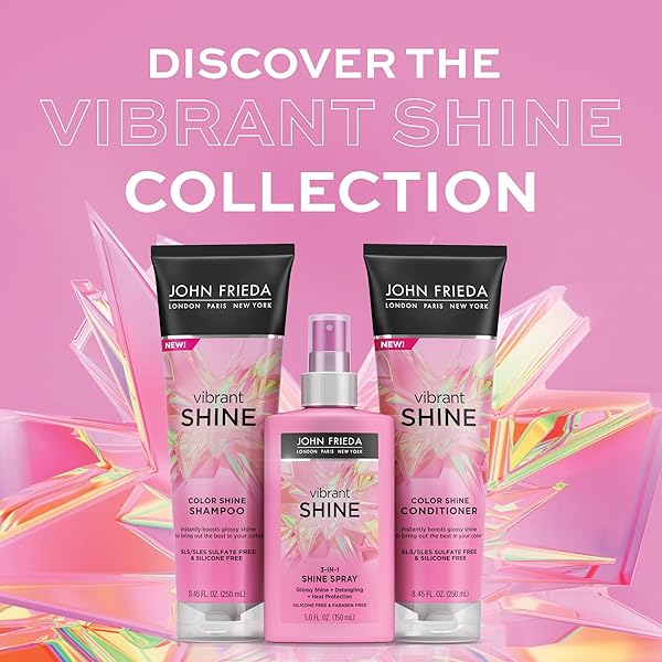 JOHN FRIEDA VIBRANT SHINE, SHAMPOO, HYDRATING SHAMPOO WITH ROSEHIP OIL FOR GLOSSY & SHINY HAIR, ENHANCES SHINE FOR RADIANT, GLOSSY HAIR ACROSS ALL SHADES, STYLES, & TEXTURES, 8.45 OZ