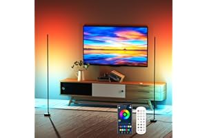 Probapro Floor Lamp Corner RGB Light: Smart Modern Corner Lamp with Bluetooth App Remote Control Color Changing Standing Lamp Bedroom Living Gaming Room 2 Pack