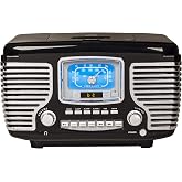 Crosley CR612B-BK Corsair Radio CD Player, Black | CD Player, Bluetooth In, Built-in Full-Range Stereo Speakers, AM/FM Radio, Built-in AM antenna/Wire FM Antenna