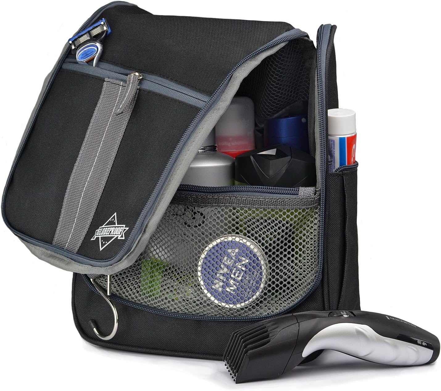 Travel Toiletry Bag Hanging for Men & Women | Portable Folding Wash Bag With Many Compartments and Sturdy Hook โ by Globeproofยฎ