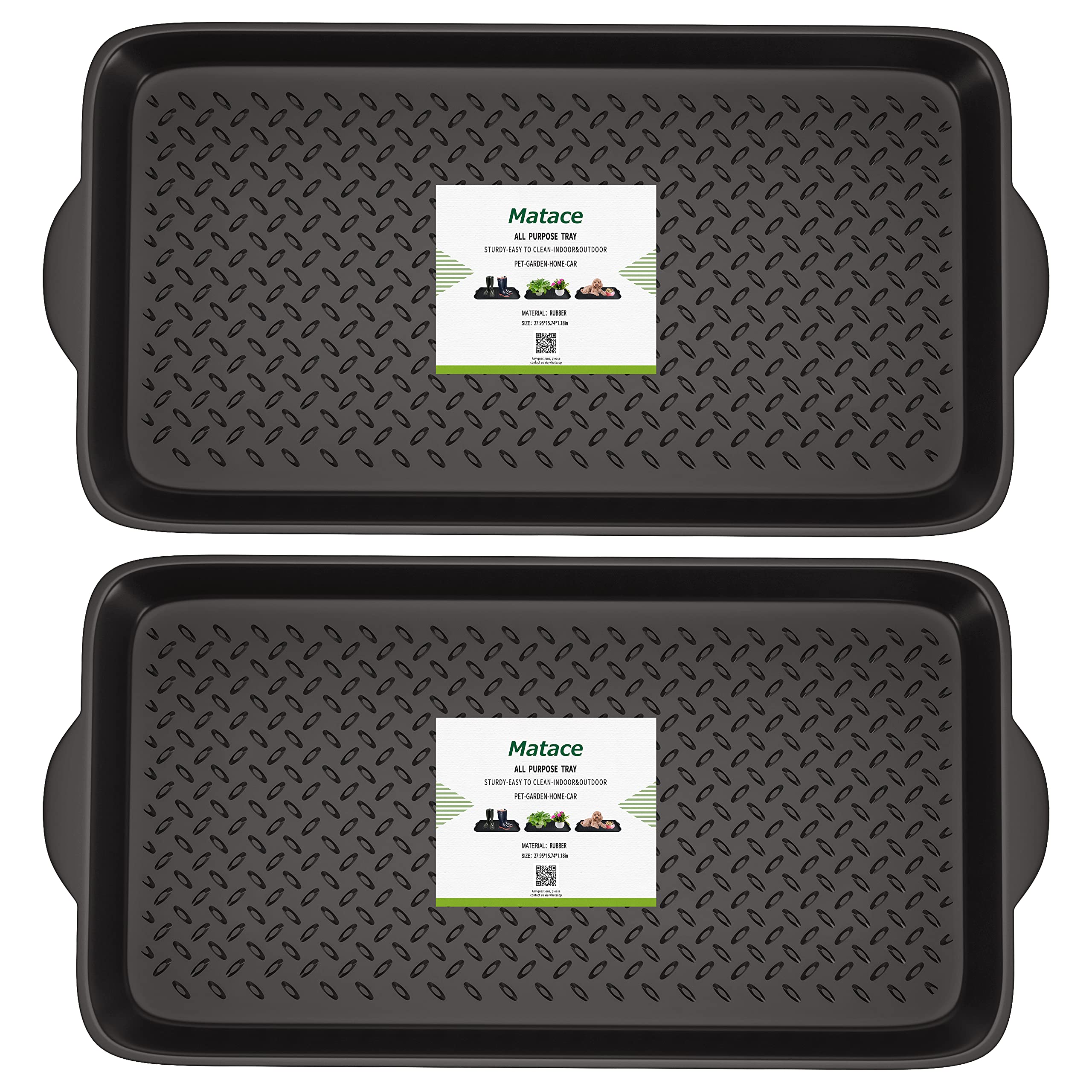 Photo 1 of ***WORN***Matace 2 Pack Rubber Small Boot Tray for Entryway,Boot Mat,Shoe Tray,Shoe Mat for Indoor and Outdoor Use, 27.95"x 15.74" (Pack of 2)***WORN***