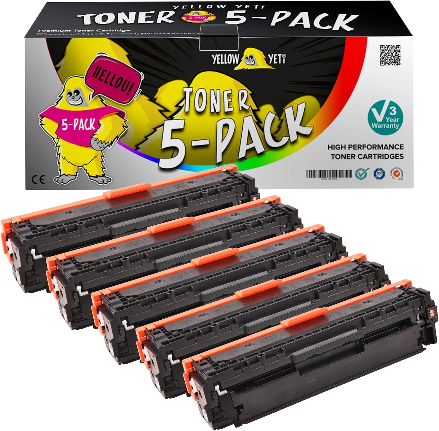 YELLOW YETI 5 Pack 305X 305A Compatible Toner Cartridges for LaserJet Pro 300 M351a MFP M375nw Pro 400 M451dn M451dw M451nw MFP M475dn M475dw