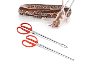 Filhome 2PCS 15 Inch Snake Reptile Feeding Tongs, Extra Long Anti-Skid Feeding Tongs, Easy-Grip Stainless Steel Tweezers for Terrarium Axolotl Bearded Dragon Corn Ball Python