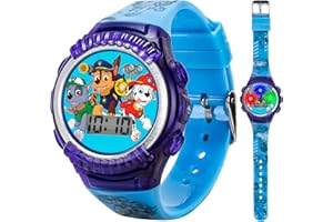 ACCUTIME Nickelodeon Paw Patrol Kids Digital LED Watch with Light-Up Display Featuring Chase Marshall Rocky and Blue Silicone Strap in Gift Tin for Boys and Girls Ages 4+ Fits Wrists 5.5"-8"