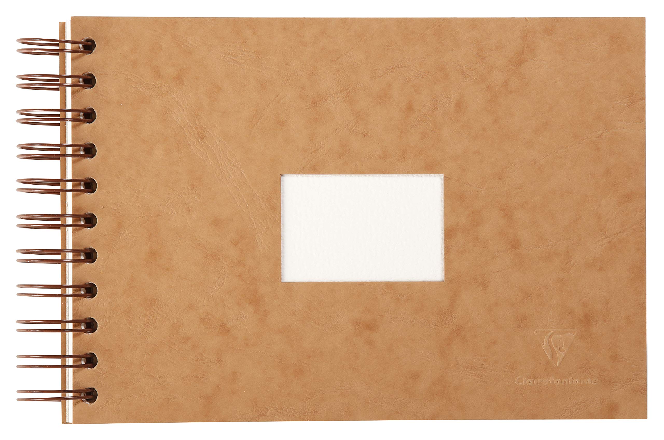 Clairefontaine - Ref 96064C - Watercolour Travel Album (20 Pages) - A5 (148 x 210mm) in Size, 300gsm Fontaine Watercolour Paper, Leather Cover, Wirebound - Tobacco Cover