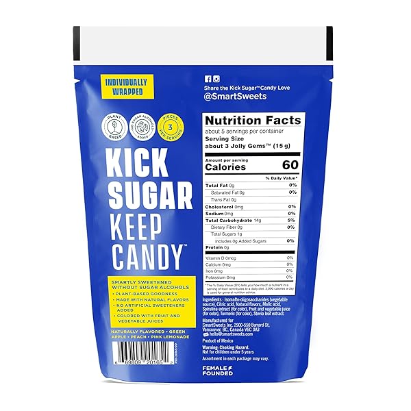SMART SWEETS, CANDY HARD GEMS JOLLY, 2.5 OUNCE