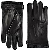 Hickey Freeman Men’s Classic Leather Touch Screen Compatible Glove with Cashmere Ribbed Knit Cuff