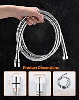 GRIFEMA G851-30 Shower Hose 3m Stainless Steel Anti-Kink Universal G1/2 Chrome view 8
