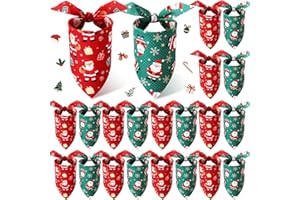 HunnmingRe 20 Pcs Christmas Dog Bandanas Bulk Buffalo Plaid Bandanas for Dogs Xmas Kerchief Set Bibs Triangle Dog Scarf for Small Medium Large Dog Decoration(Elegant Color, Snowman Pattern)
