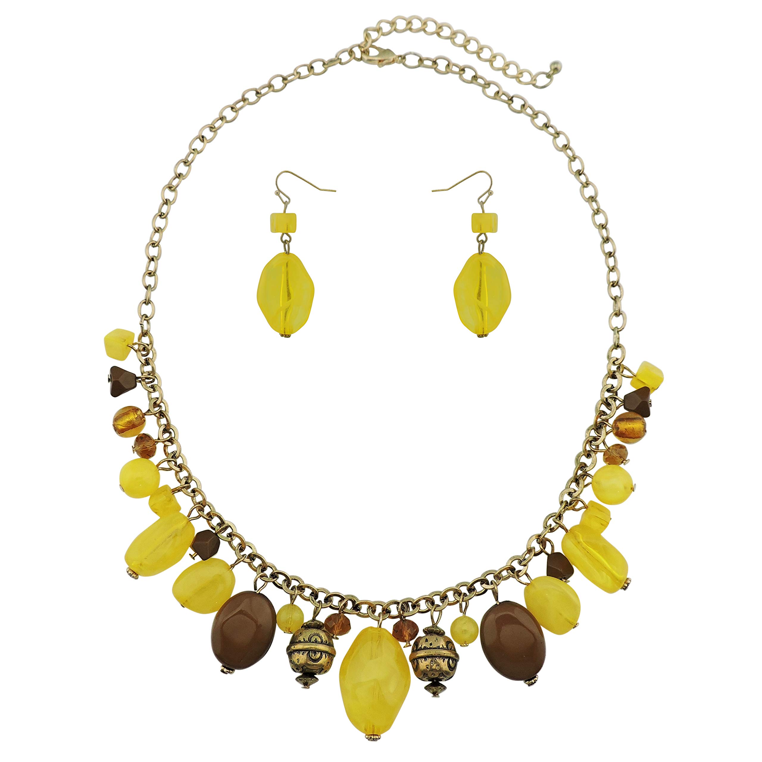 BOCAR Fashion Newest Chain Collar Pendant Beads Necklace (NK-10385-lemon)