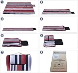 SONGMICS Picnic Blanket 200x200 cm Water Resistant Beach Mat Red White Stripes view 5