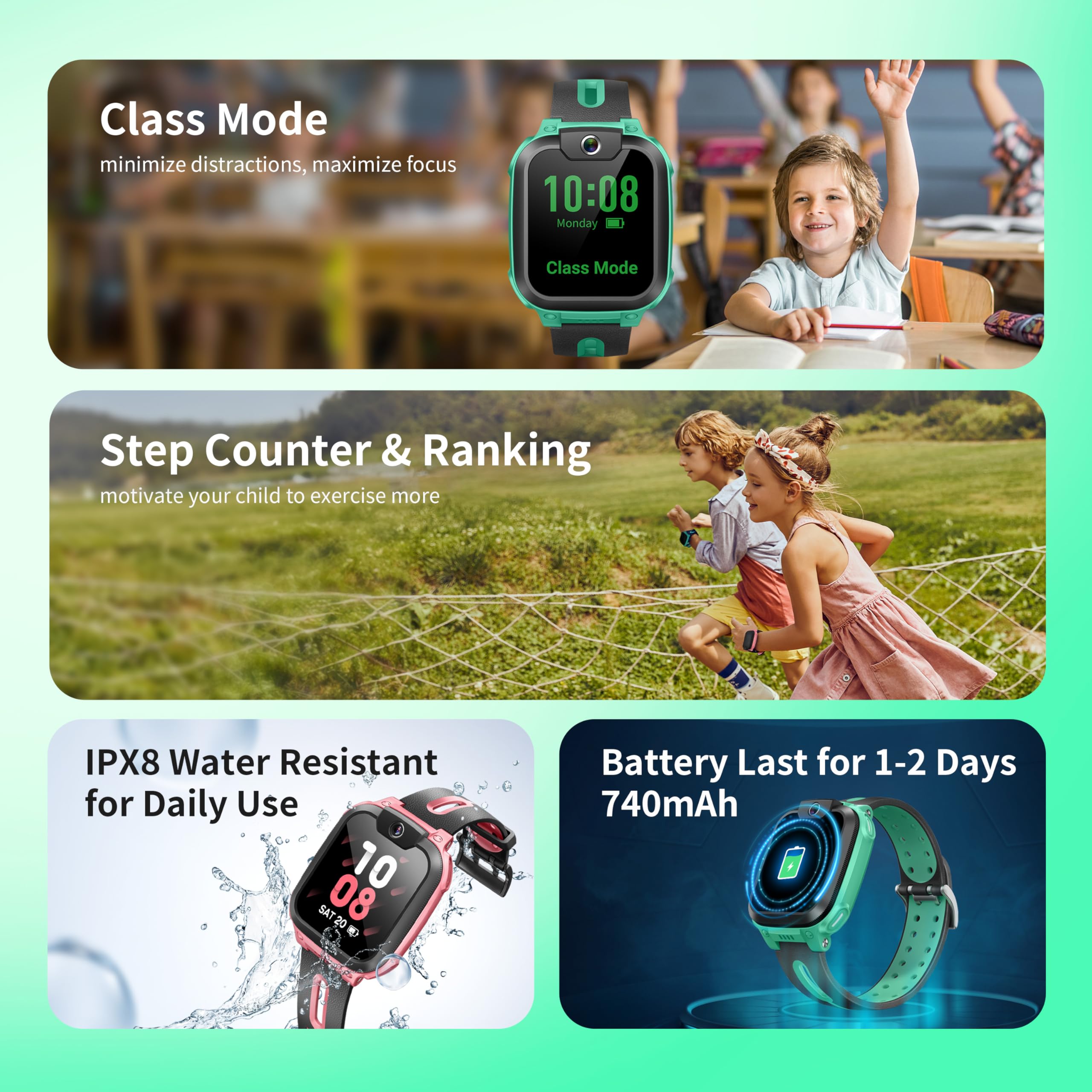 imoo Watch Phone Z1 Kids Smart Watch, 4G Kids Smartwatch with Video and Phone Call Durable, GPS Watch with Real Time Location and IPX8 Water Resistance (Pink)