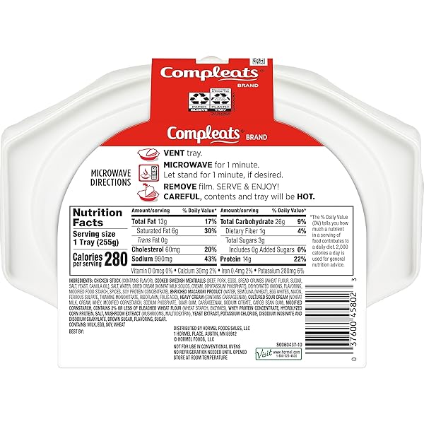 HORMEL COMPLEATS SWEDISH MEATBALLS MICROWAVE TRAY, 9