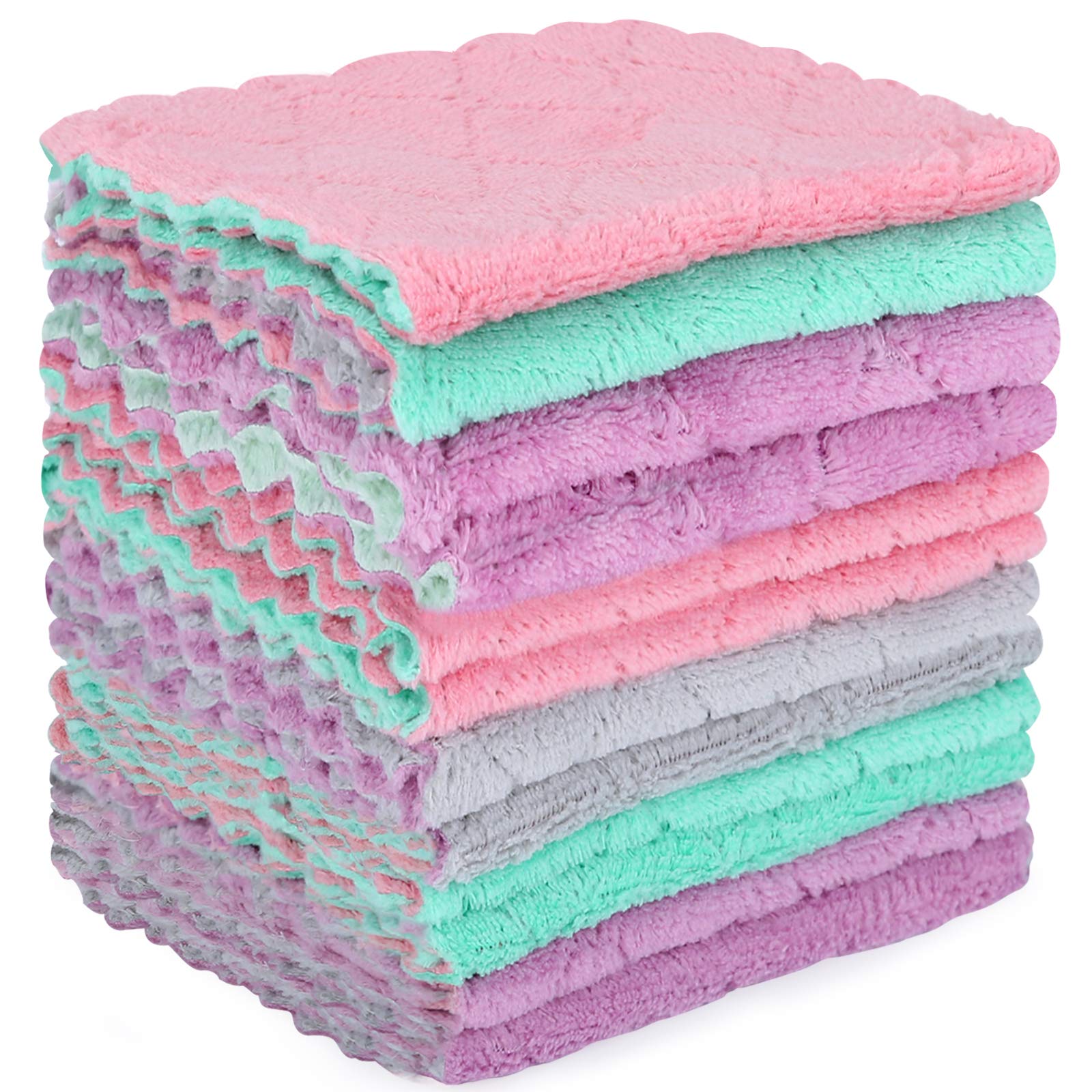 Microfiber Cleaning Cloth - 12 Pack Kitchen Towels - Double-Sided Microfiber Towel Lint Free Highly Absorbent Multi-Purpose Dust and Dirty Cleaning Supplies for Kitchen Car Cleaning - Dish Towels