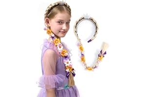Spooktacular Creations Girls Princess Wig Non Slip, Toddler Long Braided Wig with Teeth Comb, Purple Fairy HeadWear for Toddl
