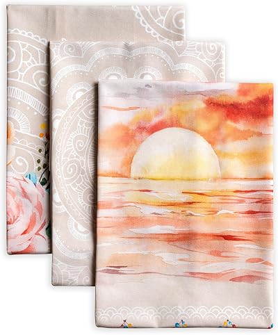 Maison d' Hermine Kitchen Towels Set of 3 100% Cotton 50x70 cm Pivoine