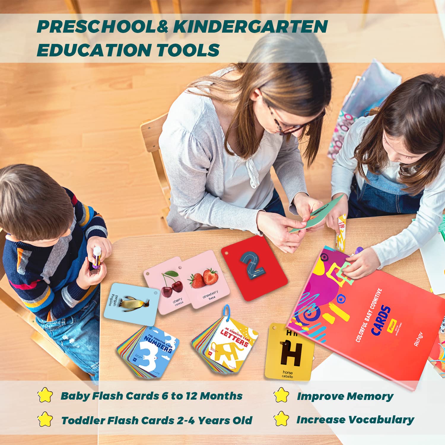 Mua Richgv Flash Cards for Toddlers 1-2-3-4 Years Old, Bilingual 4 Sets