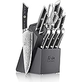Cangshan KURO Series 12-Piece Knife Block Set, High Carbon X-7 Damascus Steel, 504340