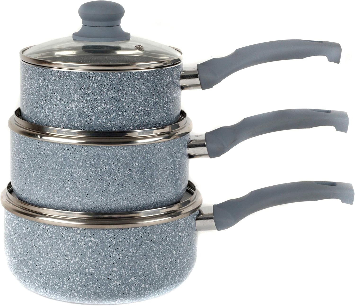 Russell Hobbs BW03721DB Stone Collection Aluminium 3 Piece Saucepan Set, 16/18/20 cm, Daybreak, Grey, 3-Piece Saucepan Set, 16/18/20 cm - Image 4