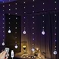 YOLIGHT Wishing Ball Curtain Lights 200 LED Window Curtain String Lights with Remote, USB Battery Powered Twinkle Globe Fairy Lights for Wedding Party Bedroom Christmas Decoration (Multi-Colored)