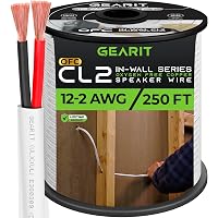 KnuKonceptz 12 Gauge OFC Speaker Wire - 250ft CL2/CL3 Rated In-Wall Cable For Home Audio