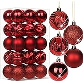 2.36" Christmas Ball Ornaments Red 30 Pcs Small Shatterproof Christmas Tree Decorations Xmas Tree Christmas Ornaments Balls with Hanging Loop for Wedding Holiday Party Wreath Home Decor