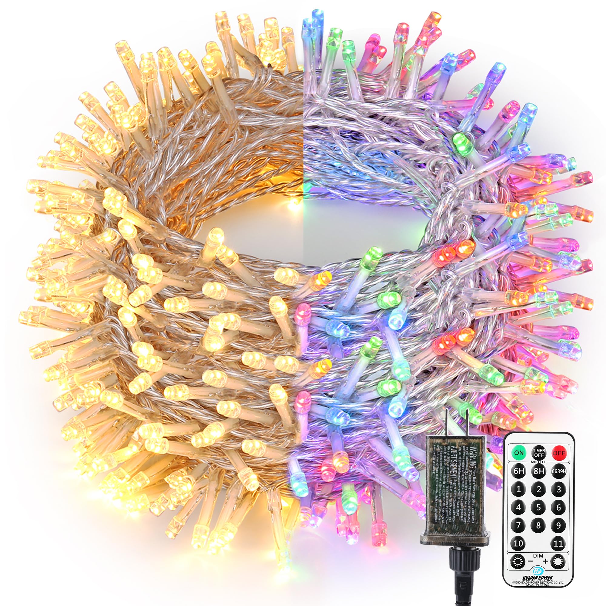 Photo 1 of BrizLabs Color Changing Christmas Lights, 115ft 300 LED Fairy String Lights, 11 Modes Warm White & Multicolor Christmas Tree Lights, Dimmable Plug in Light with Remote for Outdoor Indoor Xmas Decor