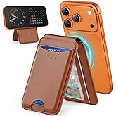 GSOIAX for MagSafe Wallet, Magnetic Wallet for Phone with Adjustable Stand Leather Magnetic Card Holder for iPhone 17/16/15/14/13/12 Series, Not for iPhone 13/12 Mini, RFID Blocking (Brown)
