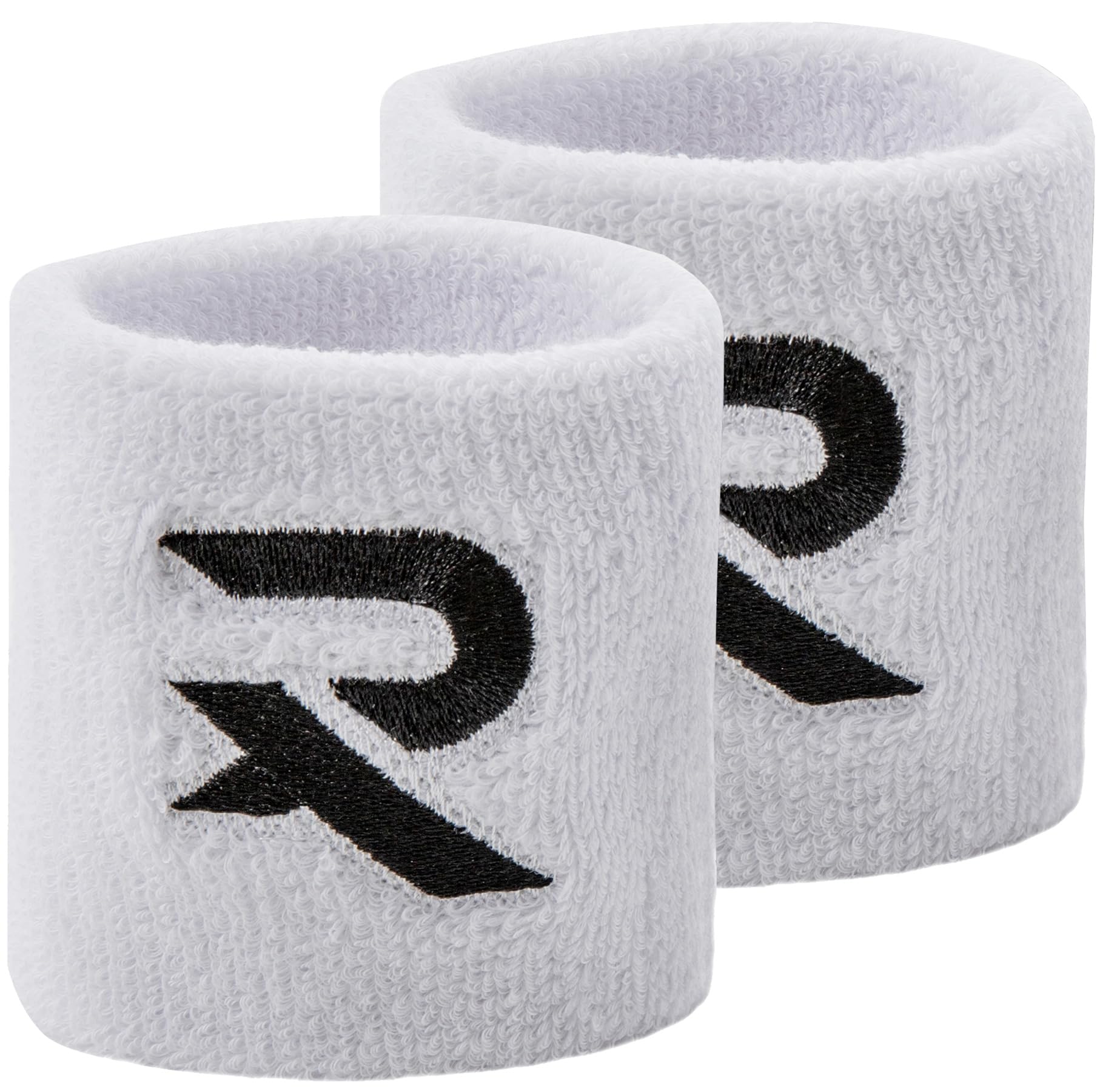 Raquex Cotton Wristbands - Soft cotton stretchy material. 8cm or 13cm widths. Sports sweat bands for men and women. 7 colour options. (White, Pair Wristbands)