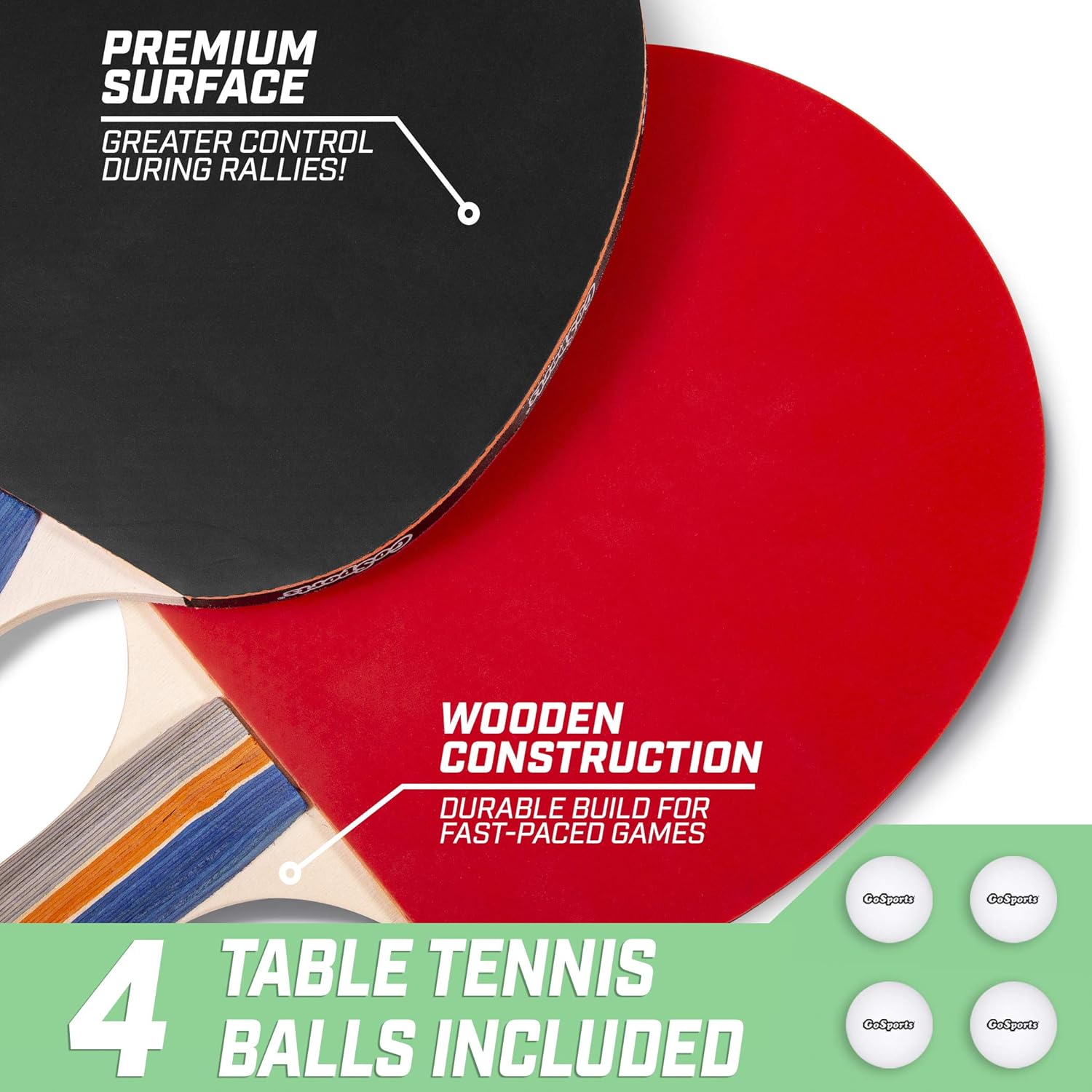 GoSports 6’ x 3’ Mid-Size Table Tennis Game Set | Indoor / Outdoor Portable Table Tennis Game with Net, 2 Table Tennis Paddles and 4 Balls, Red : Sports & Outdoors