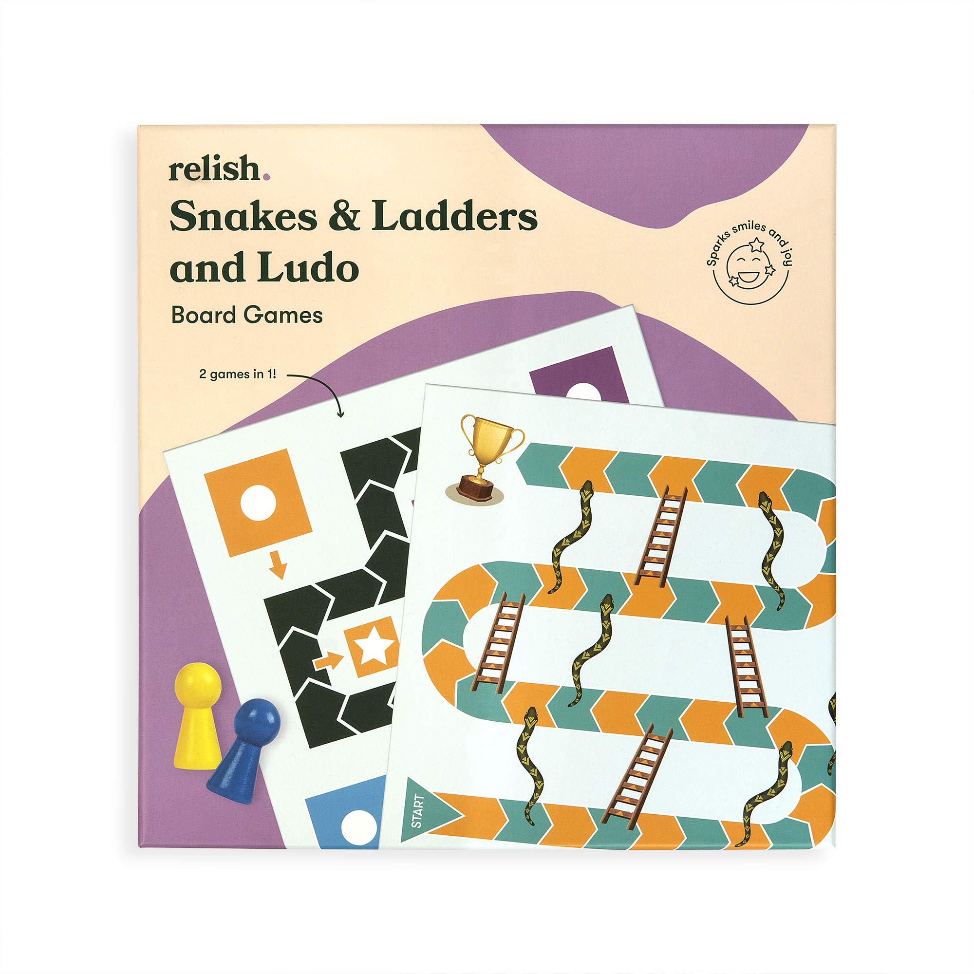 Relish - Dementia Activity Board Games - Snakes & Ladders and Ludo - Alzheimer's Products, Activities & Toys for Elderly/Seniors