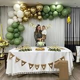 Isndare Sage Green and Gold Balloons Set 35 Pieces 12 Inch Confetti Latex view 3