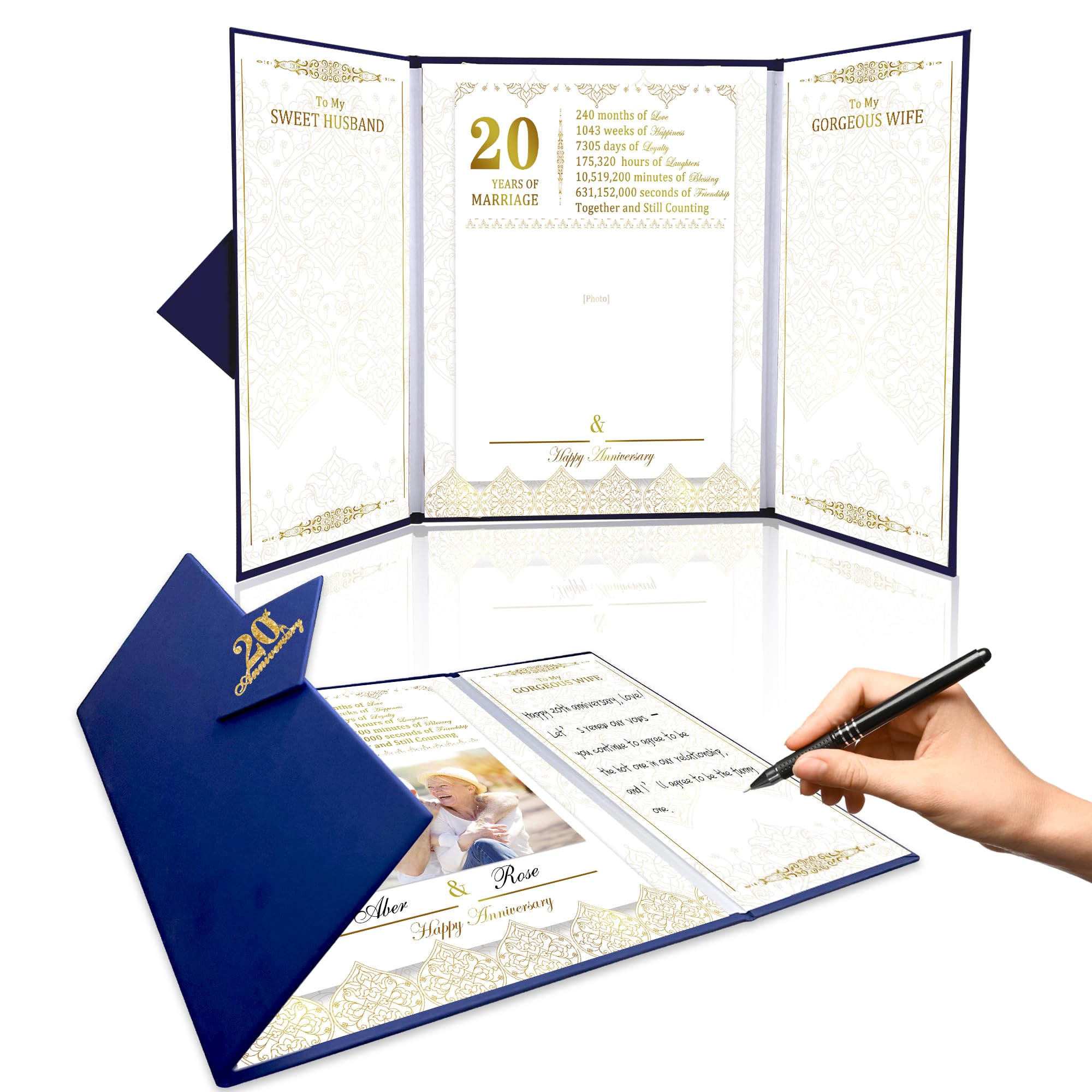 USMEI 20th Anniversary Wedding Romantic Gifts For Couple 20 Years of Marriage Self-Personalized Photo Anniversary Greeting Cards For Him Her Wife and Husband Mum Dad Keepsake Gifts