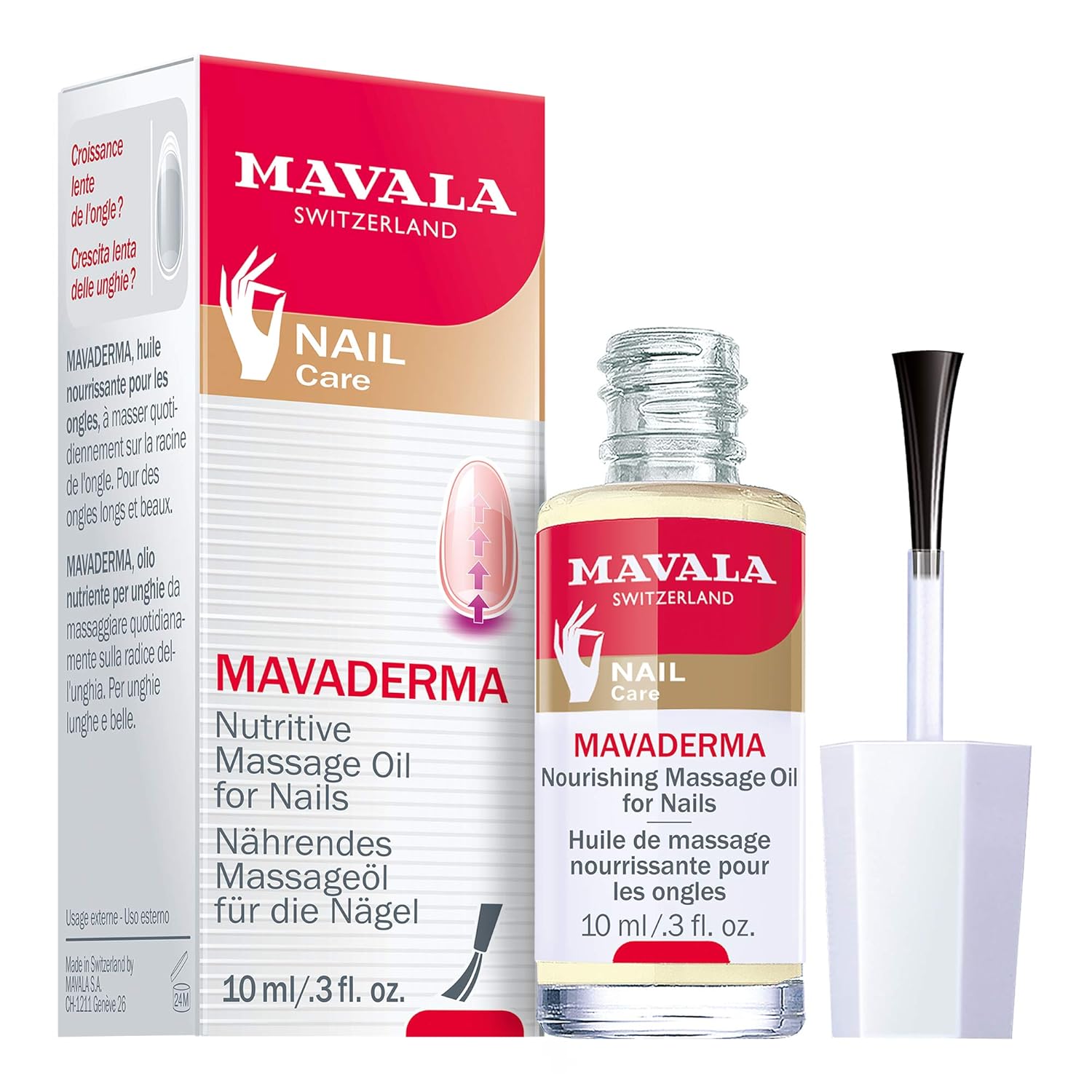 Mavala Mavaderma Nourishing Massage Oil for Nails, Nail Care, Nail Hardener, Cuticle Oil Nail Growth, Moisturizing & Healing Treatment for Cracked Nails & Rigid Cuticles, 0.33 Ounce Bottle : Nail Strengthening Products : Beauty
