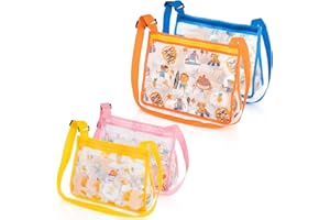 JOTO Beach Mesh Bag Shell Bags, 2 Large & 2 Standard Kids Sand Toy Seashell Collecting Bag for Picking up Shells, Adjustable Sea Shell Holding Totes for Boys Girls -Pink, Yellow, Blue, Orange, 4 Pack