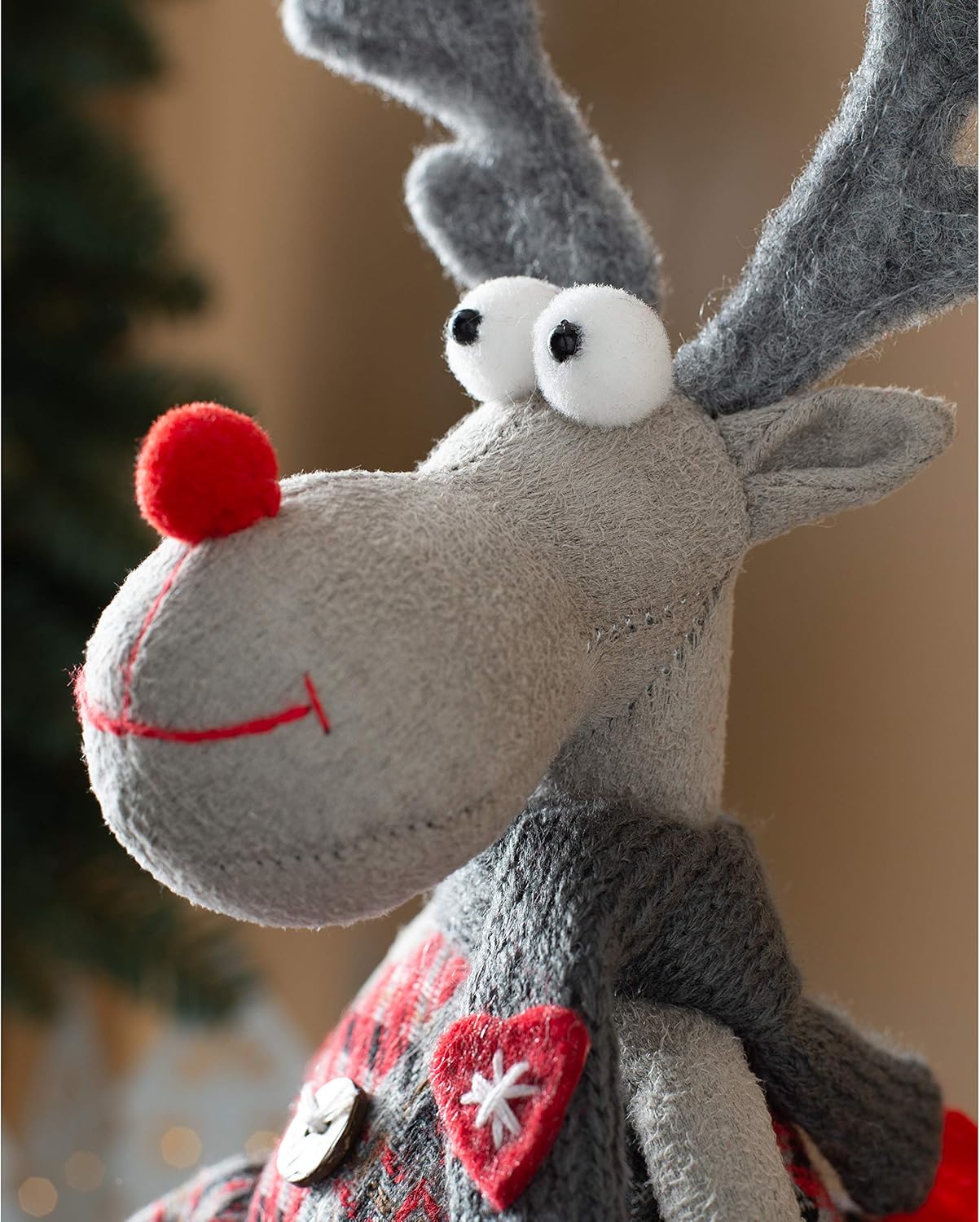 WeRChristmas Standing Girl Reindeer Figurine with Soft Legs, Multi-Colour, 30cm - Image 4