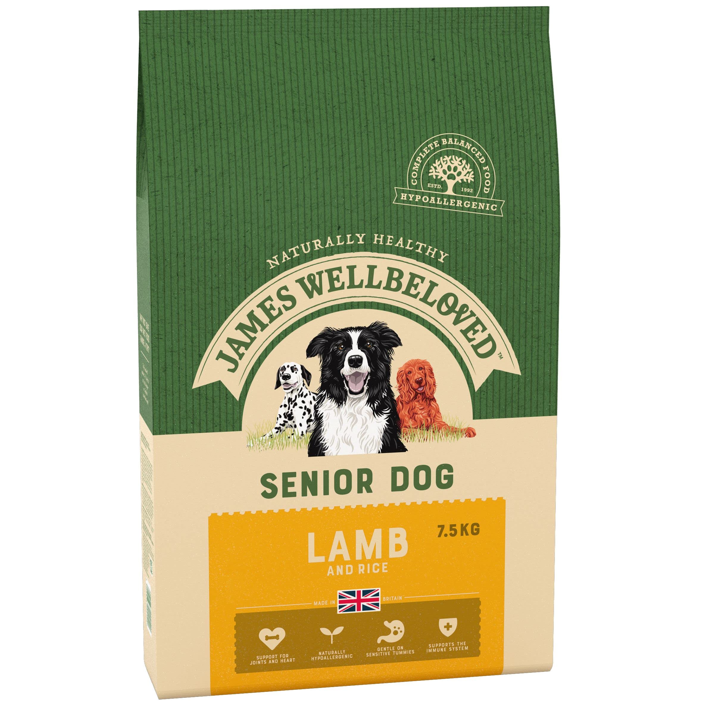 James Wellbeloved Complete Dry Senior Dog Food Lamb and Rice, 7.5 kg
