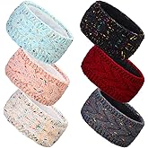WILLBOND 6 Pieces Womens Headbands Winter Fleece Lined Winter Ear Warmer Headband Cable Knit Ear Warmer Thick Head Wrap for Women girl Cold Weather(Vintage Colors)