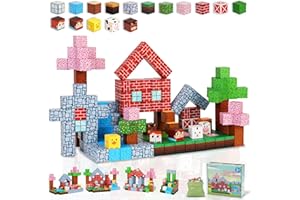 GLEAMKID Magnetic Block Set - 111-Piece Magnetic Building Blocks - Ranch Mine Craft Magnetic Blocks Set, Magnetic Blocks for Kids Ages 4,5,6,7,8 STEM Montessori Sensory Building Game Toy Gift for Boys,Girls