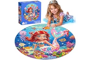 Tymokcall 72 Pieces Shimmery Jumbo Floor Puzzle for Girls 3-5 4-6 Age Floor Puzzles for Boys and Girls Large Round Floor Jigs