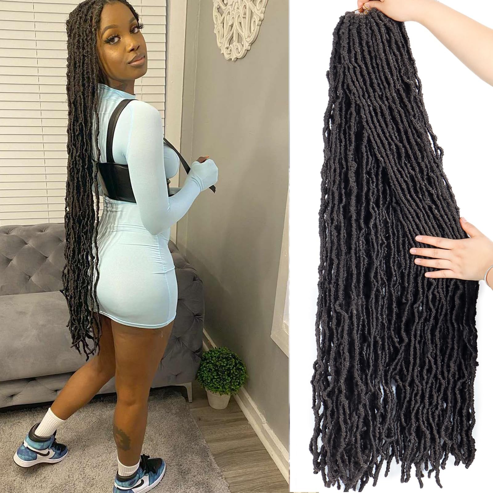 Soft Locs Crochet Hair 30 Inch New Faux Locs Braids 6 Packs/Lot 90g Goddess Synthetic Hair Extend Braiding for Women (30 Inch, Pack of 6, 4#)