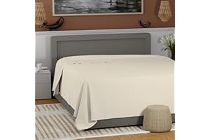 SUPREME ELEGANCE 100% Cotton Fresh Ivory Flat Sheets Only Queen Size, Cool & Crisp Percale Queen Flat Sheet, Highly Breathable & Comfortable, Lightweight Fresh Ivory Bed Sheet (92 in. x 103 in.)