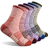 FEIDEER Women's Hiking Walking Socks, Multi-pack Outdoor Recreation Cotton Socks Wicking Cushion Crew Socks