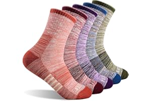 FEIDEER Women's Hiking Walking Socks, Multi-pack Outdoor Recreation Cotton Socks Wicking Cushion Crew Socks